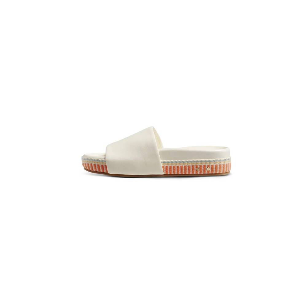 NEW BEEK women's pelican textile leather platform sandals in vanilla